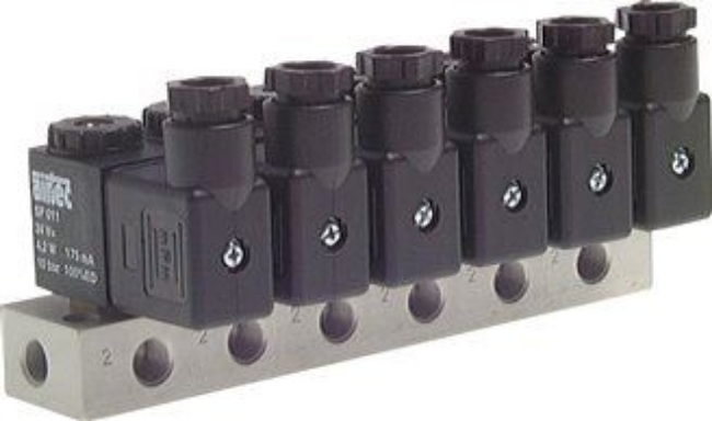 3/2-way solenoid valves with manifold block, Series MS