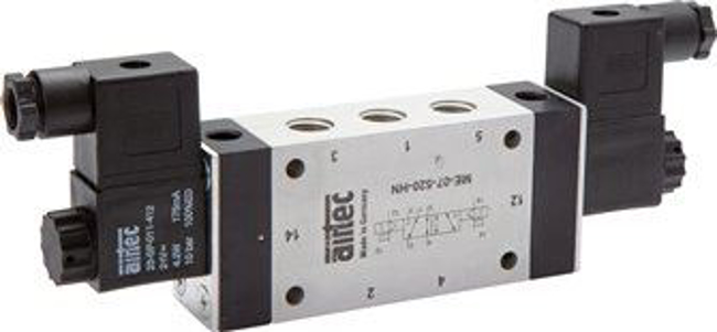 5/2-way solenoid impulse valves with external air connection, Series ME