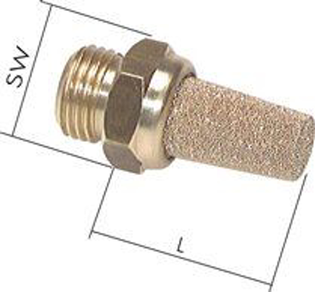 Silencer made from sintered bronze with brass thread