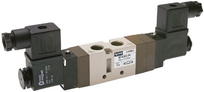 تصویر 5/3-way solenoid valve, G 1/4" (exhaust G 1/8"), Centre position closed, 230 V AC