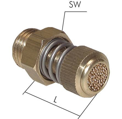تصویر Flow control silencer G 1/8", brass, knurled screw