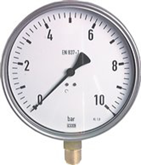 Vertical pressure gauge Ø 160 mm nickel chromium steel/brass, robust, Class 1,0