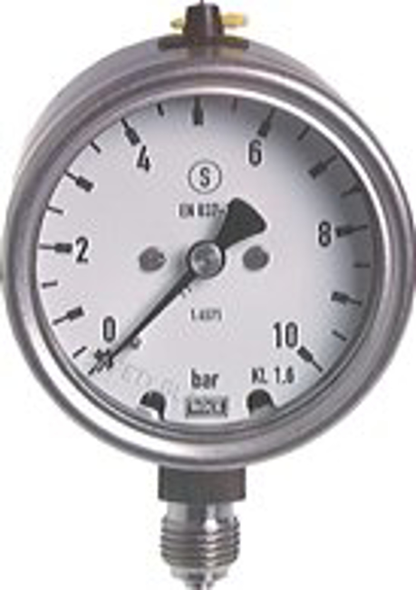 Safety pressure gauges vertical Ø 63 mm, stainless steel, Class 1,6