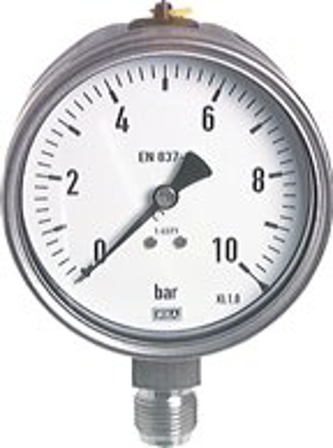 Pressure gauges, vertical Ø 100 mm, stainless steel  - chemical, Class 1,0