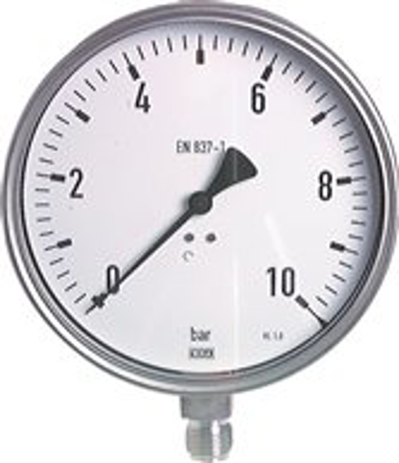 Pressure gauges, vertical Ø 160 mm, stainless steel  - chemical, Class 1,0
