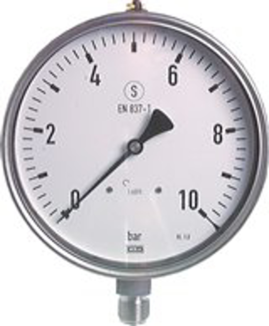 Safety pressure gauges vertical Ø 160 mm, stainless steel, Class 1,0