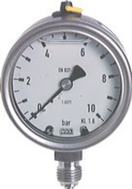 Glycerine pressure gauges vertical Ø 63 mm, stainless steel  - chemical, Class 1,6