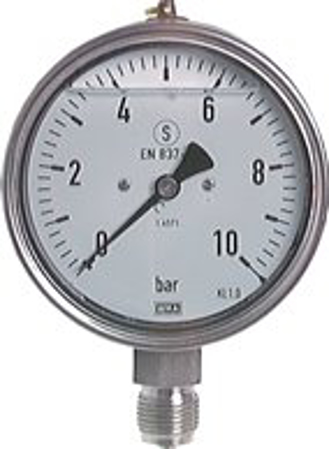 تصویر دسته بندی Glycerine safety pressure gauges vertical Ø 100 mm, stainless steel, Class 1,0
