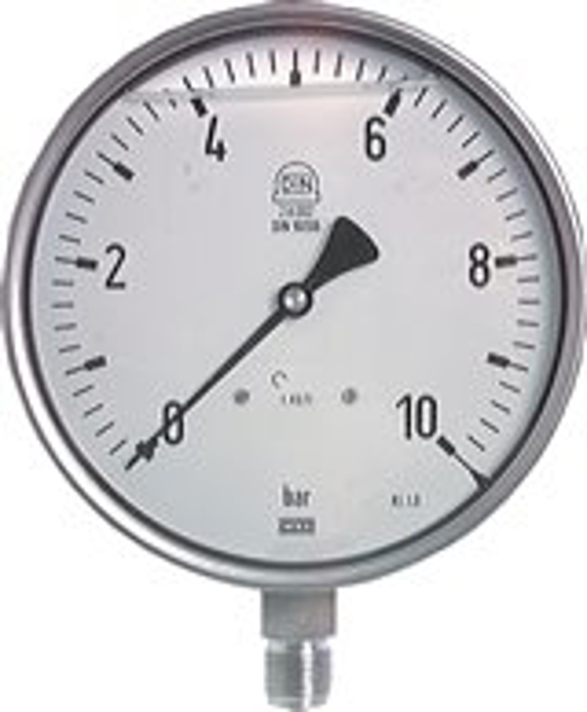 Glycerine safety pressure gauges vertical Ø 160 mm, stainless steel, Class 1,0