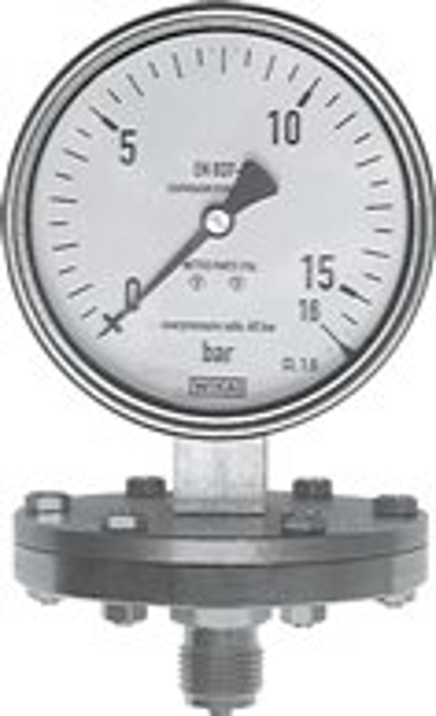 Plate spring pressure gauge Ø 100 mm, stainless steel  - chemical, Class 1,6