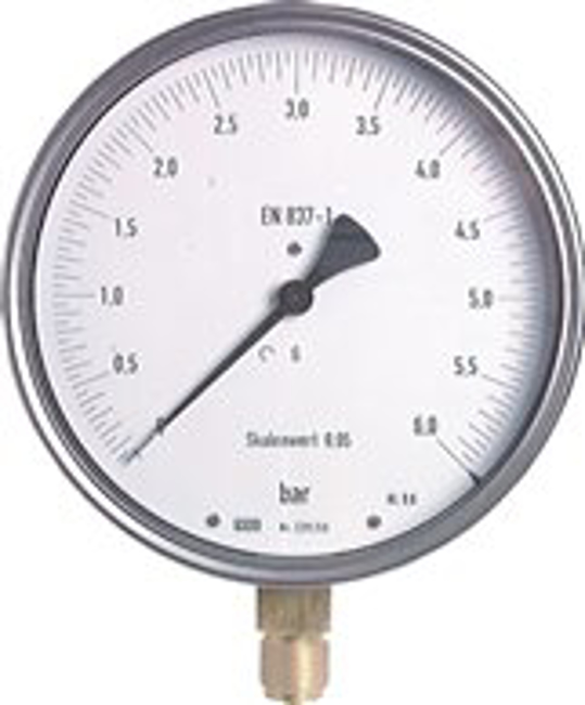 Precision pressure gauges, vertical, Ø 160 mm, nickel chromium steel / brass,  Class 0,6