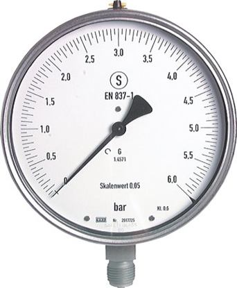 تصویر Safety precision pressure gauge, 160mm, -1 to 5 bar