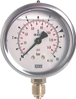 تصویر glycerine pressure gauge vertical (CrNi/Ms), 63 mm, -1 to 0 bar
