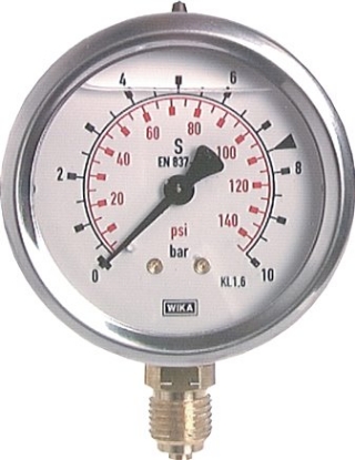 تصویر glycerine pressure gauge vertical (CrNi/Ms), 63 mm, 0 - 60 bar