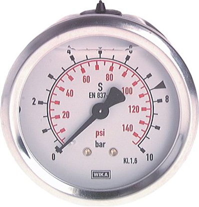 تصویر glycerine pressure gauge horizontal (CrNi/Ms), 63 mm, -1 to 0 bar