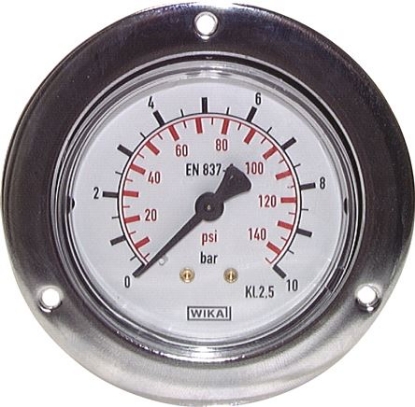 تصویر built-in pressure gauge (CrNi/Ms), front ring, 50mm, 0 - 10 bar