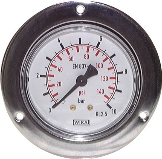 تصویر built-in pressure gauge (CrNi/Ms), front ring, 50mm, 0 - 10 bar