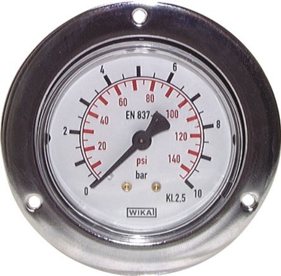 تصویر built-in pressure gauge (CrNi/Ms), front ring, 50mm, 0 - 16 bar