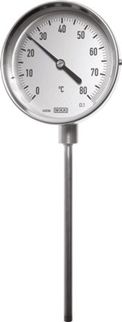 Vertical bimetallic thermometer without thermowell, 18 mm collar, class 1.0