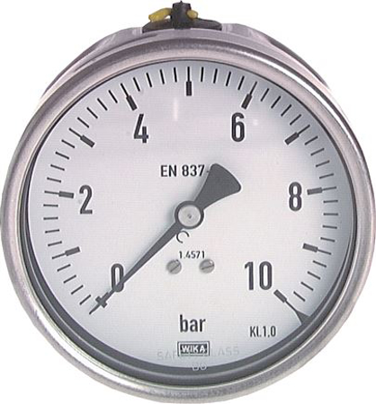 تصویر دسته بندی Pressure gauge, horizontal, Ø 63, 100 mm, for chemicals, Class 1,6 / 1,0