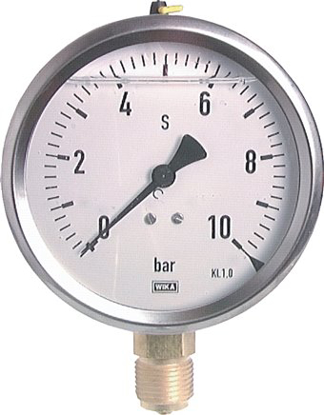 تصویر glycerine pressure gauge vertical (CrNi/Ms), 100 mm, -1 to 0 bar
