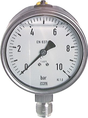 تصویر chemical glycerine pressure gauge, vertical, 100 mm, -1 to 0 bar
