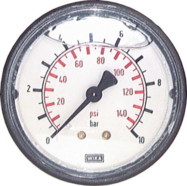 Glycerine pressure gauge horizontal Ø 63 mm, Class 2,5