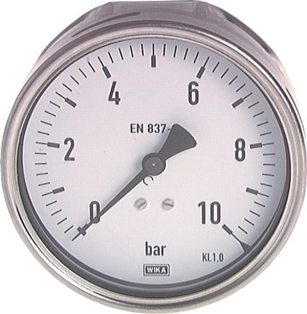 تصویر دسته بندی Pressure gauge, horizontal, Ø 100 mm nickel chromium steel/brass, Industrial design, Class 1,0