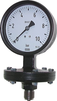 تصویر Plate spring pressure gauge vert-ical, 100mm, -1 to 1,5 bar
