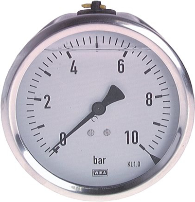 تصویر glycerine pressure gauge horizontal (CrNi/Ms), 100 mm, -1 to 0 bar