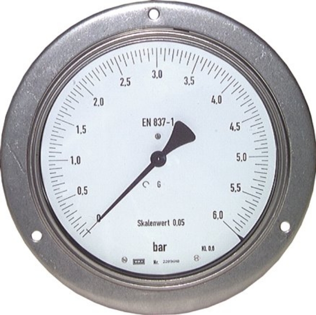 Precision pressure gauges, horizontal, Ø 160 mm, nickel chromium steel / brass, Class 0,6