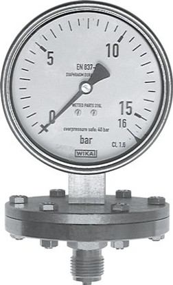 تصویر ES plate spring, pressure gauge, vertical, 100mm, -1 to 0 bar