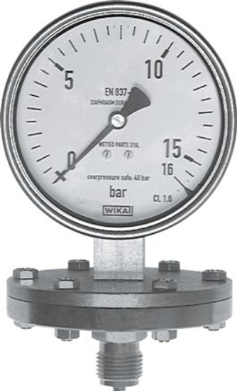 تصویر ES plate spring, pressure gauge, vertical, 100mm, 0 - 250 mbar bar