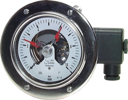 تصویر Safety contact pressure gauge, horizontal, 100mm, 0 - 1,6 bar