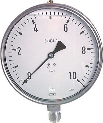 تصویر chemical glycerine pressure gauge, vertical, 160 mm, -1 to 0 bar