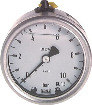 تصویر chemical glycerine pressure gauge, horizontal, 63 mm, -1 to 0 bar