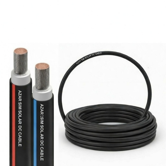 تصویر کابل سولار نمره 6 dc آذر سیم