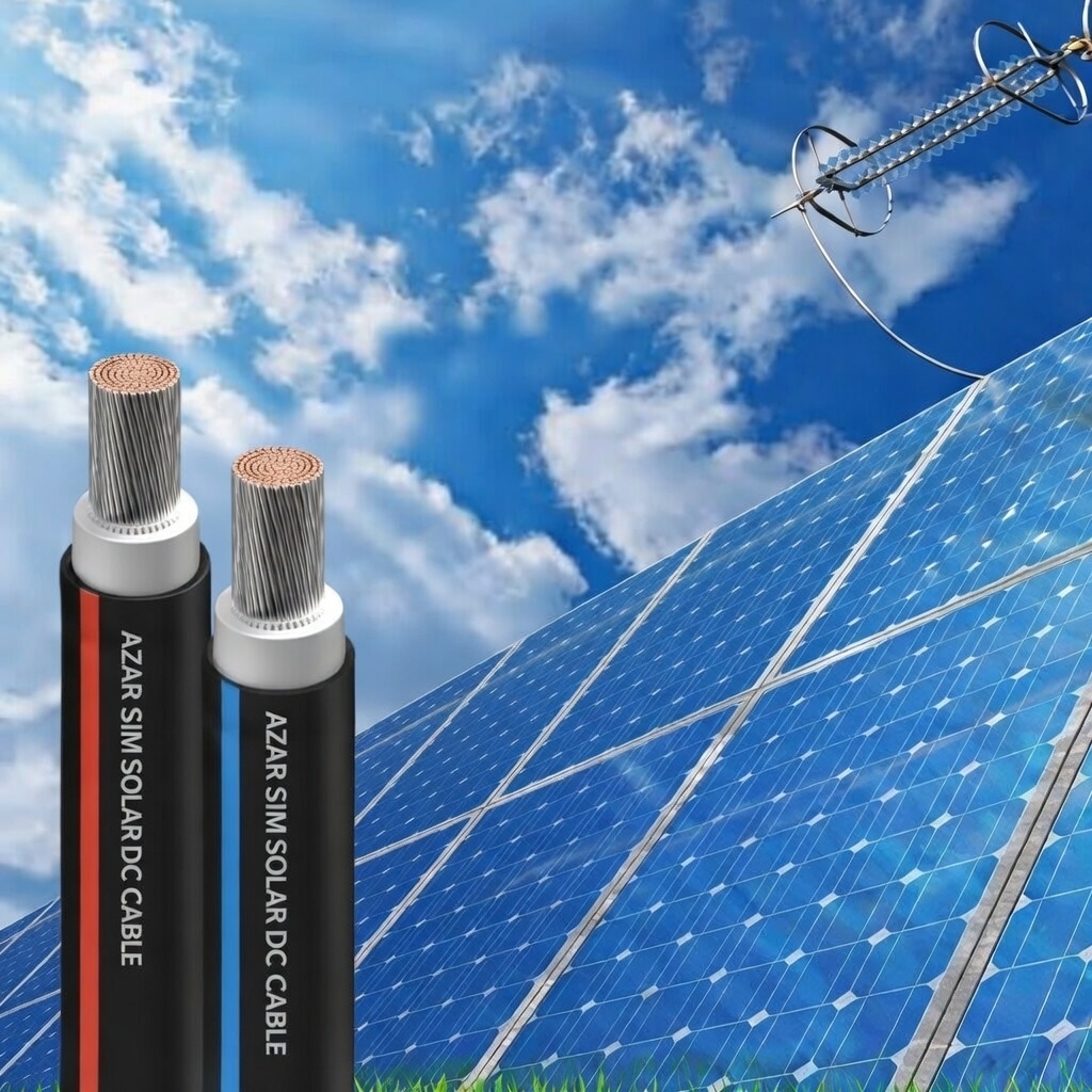 تصویر کابل سولار قرمز و آبی در کنل پنل خورشیدی